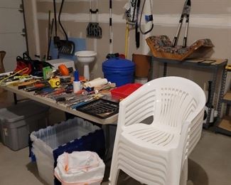 Patio chairs, garage items