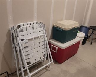 Folding chairs, coolers