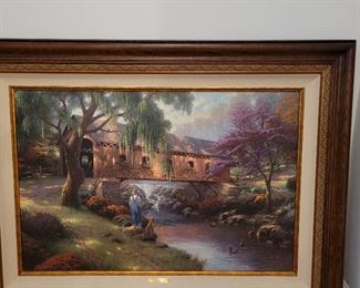 The old fishin hole childhood memories one, Thomas Kinkade, 12/2950,  Approximately 36 by 24 plus frame