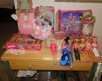 Barbies and one American Girl Doll