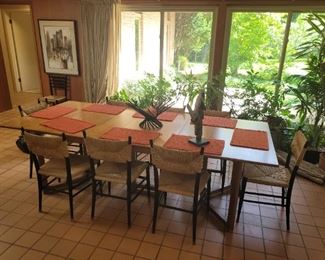 Mid century GB Italy chairs, modern walnut dining room table 