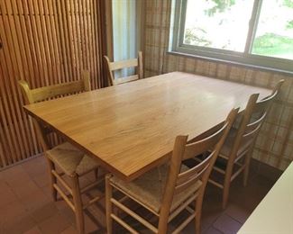 Mid century modern table and chairs rush bottom