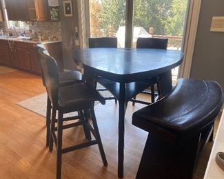 Bar height table for chairs and bench leather seats 500