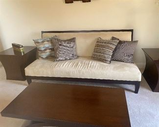 So far suede that matches the side chair