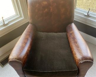 Child’s side chair leather With suede seat