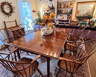Gateleg dining table and eight Windsor Chairs
