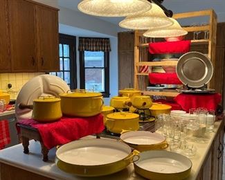 Set of bright yellow Dansk cookware