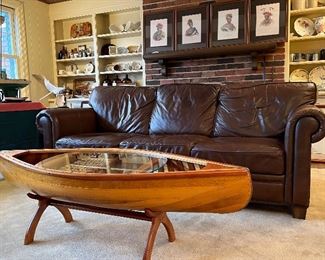 Spectacular lodge style canoe coffee table