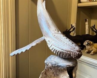 Wonderful and large sculpture of whale carved out of whale bone