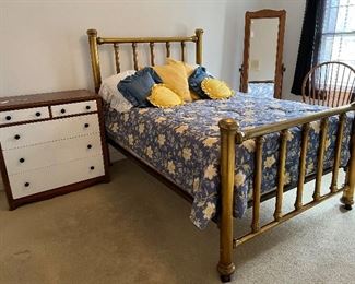 Full-size brass bed upstairs
