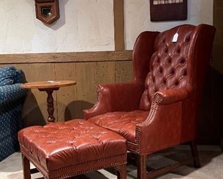 Leather chair and ottoman