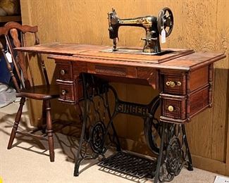 Antique singer sewing machine table