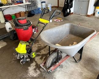 Wheelbarrow and shop vac