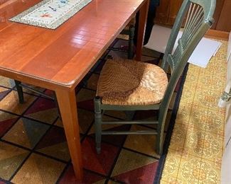 Vintage table in kitchen - glass cover made to size of table