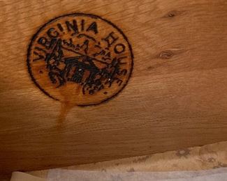 Virginia House (1940’s) logo stamped inside chest & dresser to wagon wheel bed 