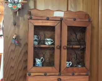 Cuckoo clock & small wire front cabinet 