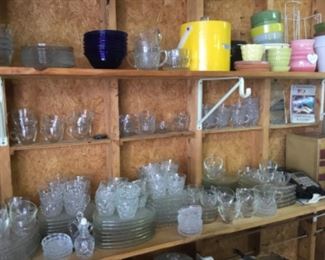 Garage- lots of sets of cups & snack/sandwich plates
