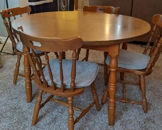Table (4' Round) with two 11.25 Leaves and 6 Chairs