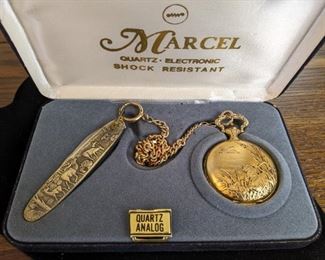 Marcel Quartz Pocket Watch and Knife