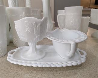 Milk Glass Sugar and Creamer Set