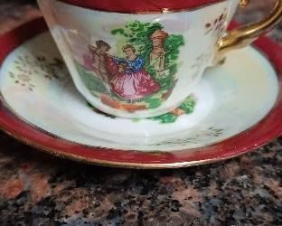 Yusui 24k Japanese porcelain hand-painted tea cups set of 6Cups and saucers, sugar dish and creamer