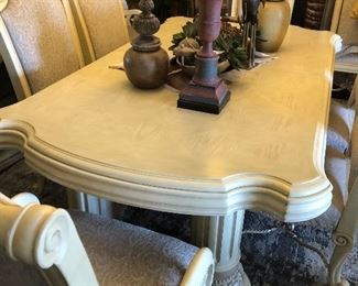 Michael Amini Table
W/9 Chairs & 3 Leaves 
Monte Carlo Silver Snow Collection
This entire collection is very 
Elegant and Beachy