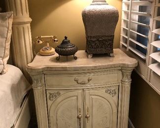 Yes, More Michael Amini
Monte Carlo Silver Snow Coll. 
2 Lg Nightstand/ Marble Tops