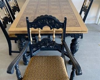 Refurbished Antique Jacobean Dining Table and Chairs