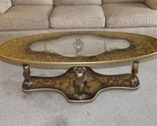 Baroque glass brass coffee table