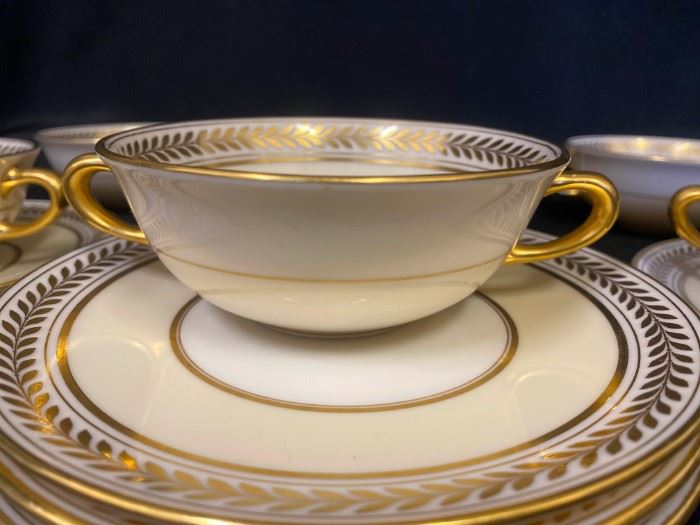 J001 Lenox Two Handled Soup Bowls And Plates