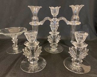 J033 Vintage Fostoria Candelabra And Candleholders