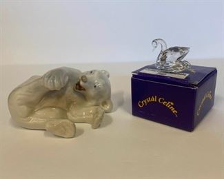 J038 Royal Copenhagen White Polar Bear Crystal Celline Swam