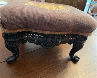 Cast Iron upholstered footstool