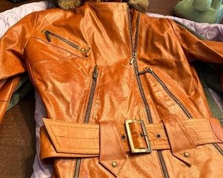 Designer Leather Coat from Europe  size M 