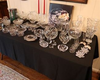 various cut glass and glassware