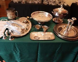various silver plate serving ware