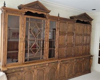 This Antique 13 piece Library wall unit bookcase is stunning and a must-see!!!!!!!! 57 different compartments.
12 foot by 8 and a half