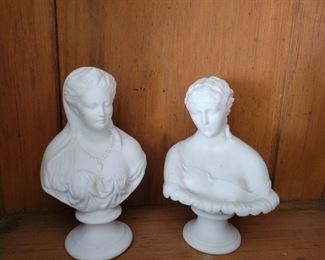 2 White Alabaster Busts Each one is about 6.5" tall