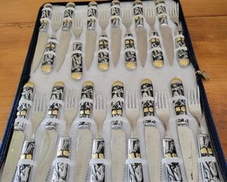 Silverware Set Acero Inoxidable Ind Argentina Stainless Steel Silverware / Flatware Set in Original Case - Buenos Aires Tango Steak Knives and Forks