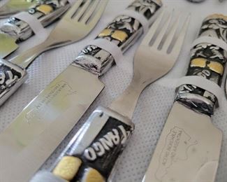 Silverware Set Acero Inoxidable Ind Argentina Stainless Steel Silverware / Flatware Set in Original Case - Buenos Aires Tango Steak Knives and Forks