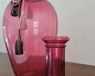 Cranberry Glass Vases Lot