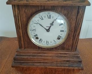 Antique oak mantle clock