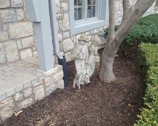 Cement Boy and Girl Statue