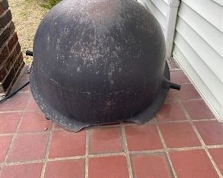 . . . a great find -- cast-iron caldron -- notice ding out of rim