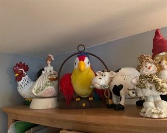 . . . WOW! -- chicken, music box, parrot, cow, snowman, and gnome!