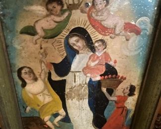 One of several framed religious art pictures