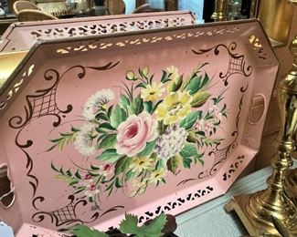 One of several vintage tole trays