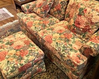 Floral sofa and ottoman