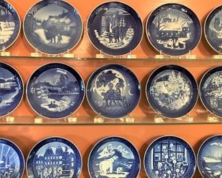 Some of the many Royal Copenhagen plates from Denmark
