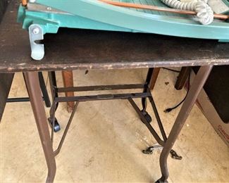 Paper cutter and vintage typewriter table